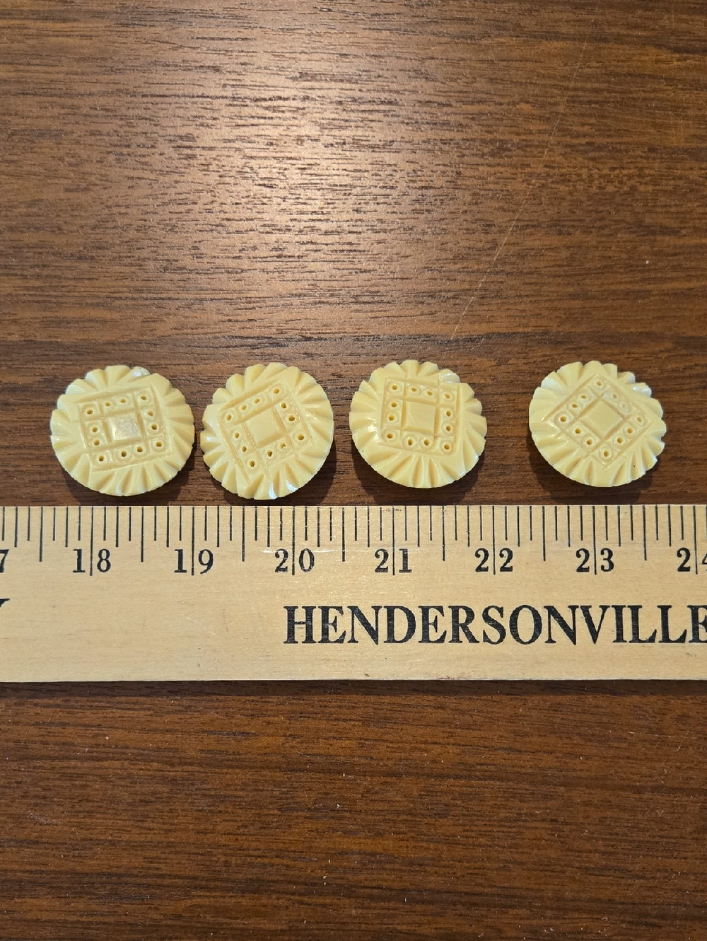 Carved Round Ivory-Tone Sewing Buttons - Set of 4